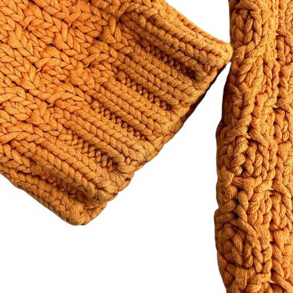 Olive Juice Girls Chunky Cardigan Sweater Medium Orange Pumpkin - Picture 6 of 6